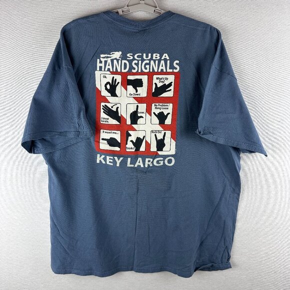 HAND SIGNALS FUNNY SCUBA DIVER UNDERWATER SIGNS T-SHIRT. SIZE XXL, SHORT SLEEVE - Picture 1 of 9